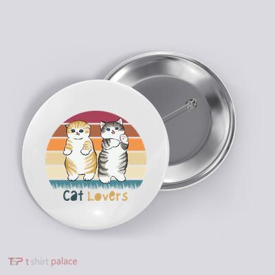 Cat Lovers Cute Retro Sunset Button