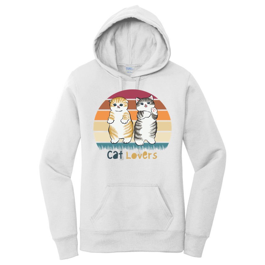Cat Lovers Cute Retro Sunset Women's Pullover Hoodie
