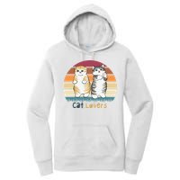 Cat Lovers Cute Retro Sunset Women's Pullover Hoodie