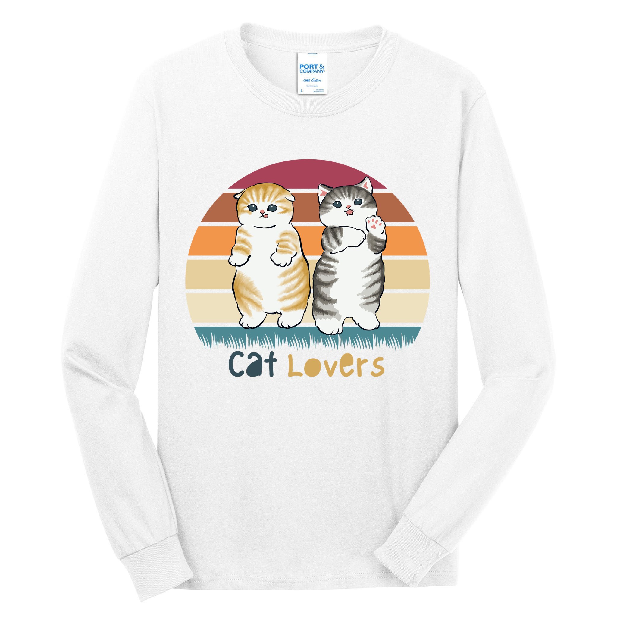 Cat Lovers Cute Retro Sunset Tall Long Sleeve T-Shirt