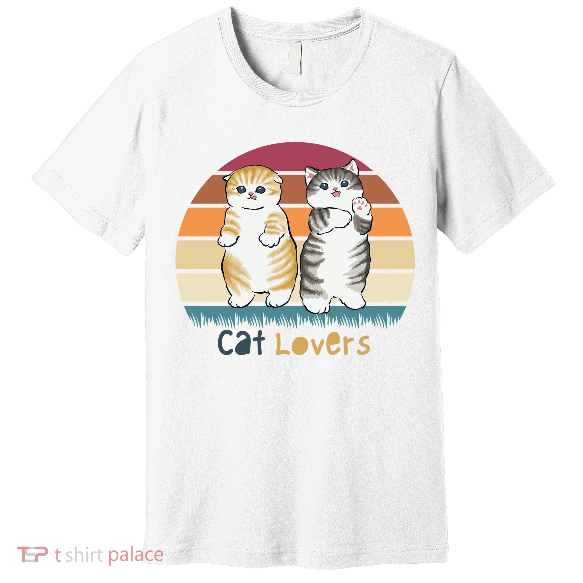 Cat Lovers Cute Retro Sunset Premium T-Shirt