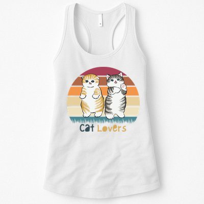 Cat Lovers Cute Retro Sunset Womens Tank Top
