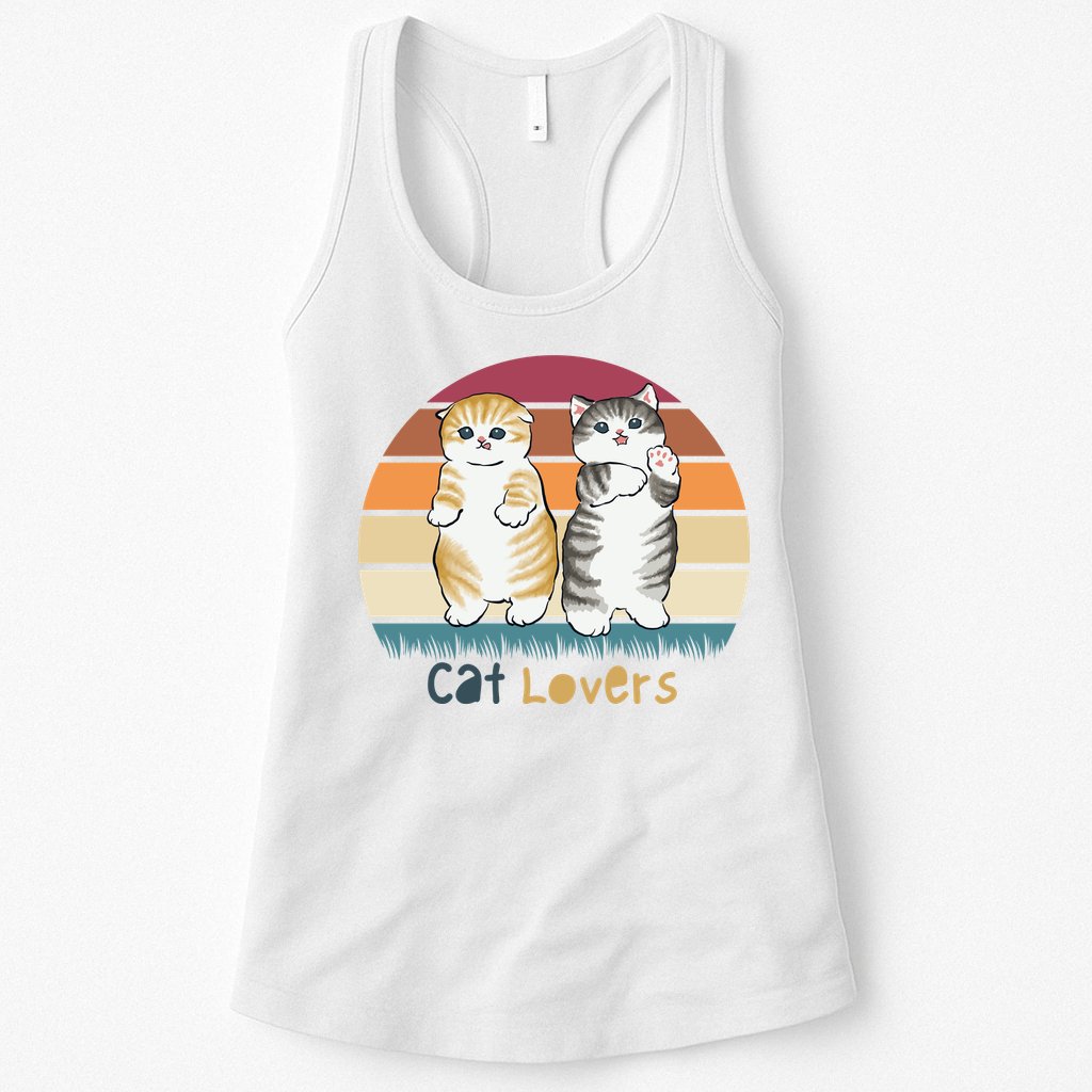 Cat Lovers Cute Retro Sunset Womens Tank Top