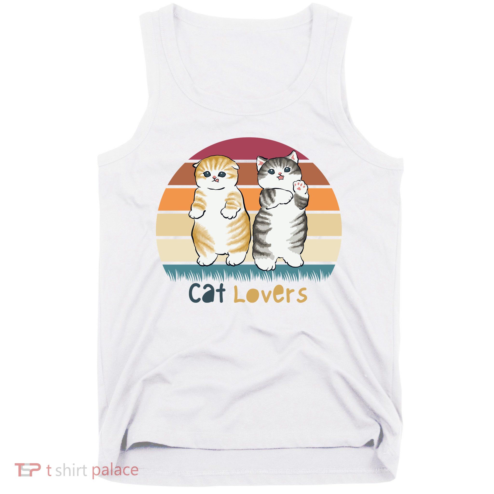 Cat Lovers Cute Retro Sunset Tank Top