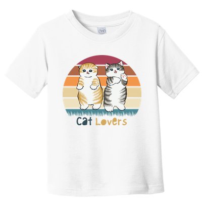 Cat Lovers Cute Retro Sunset Toddler T-Shirt