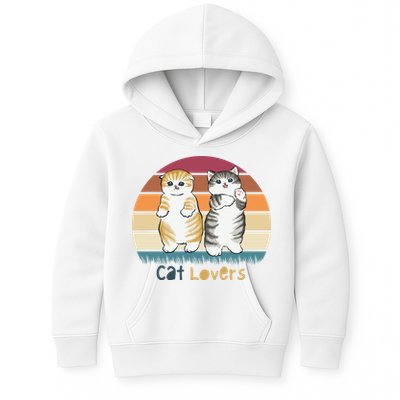 Cat Lovers Cute Retro Sunset Kids Hoodie