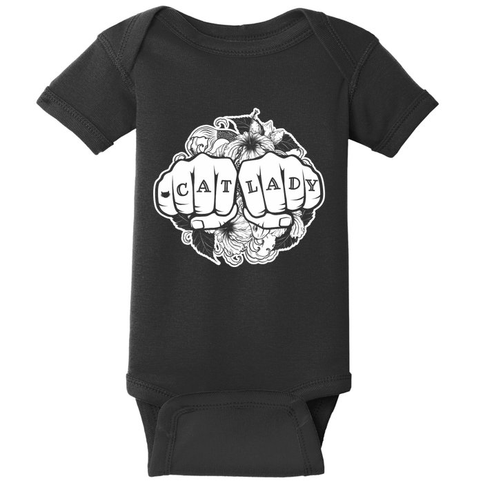 Cat Lady Cat Lover Knuckle Tattoo Cats And Tats Baby Bodysuit