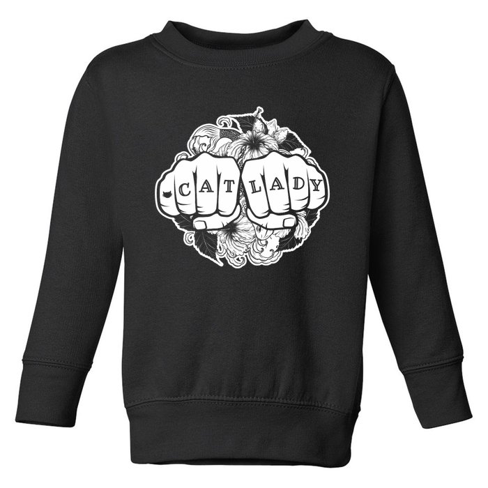 Cat Lady Cat Lover Knuckle Tattoo Cats And Tats Toddler Sweatshirt