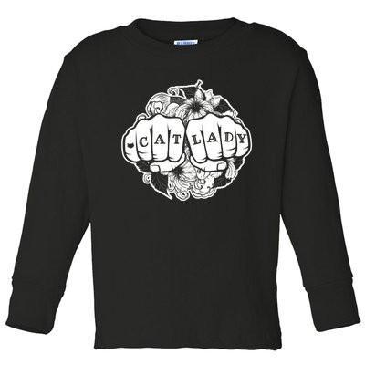 Cat Lady Cat Lover Knuckle Tattoo Cats And Tats Toddler Long Sleeve Shirt