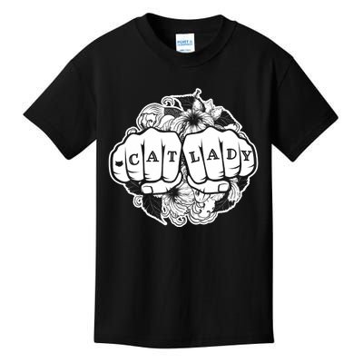 Cat Lady Cat Lover Knuckle Tattoo Cats And Tats Kids T-Shirt