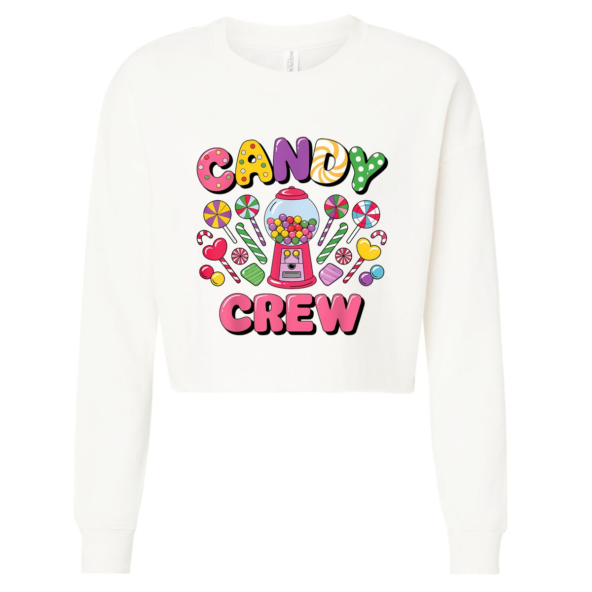 Candy Land Candy Crew Decorations Sweetie Candy Squad Cool Cropped Pullover Crew