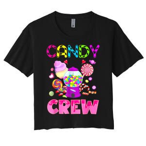 Candy Land Candy Crew Decorations Sweetie Candy Squad Women's Crop Top Tee