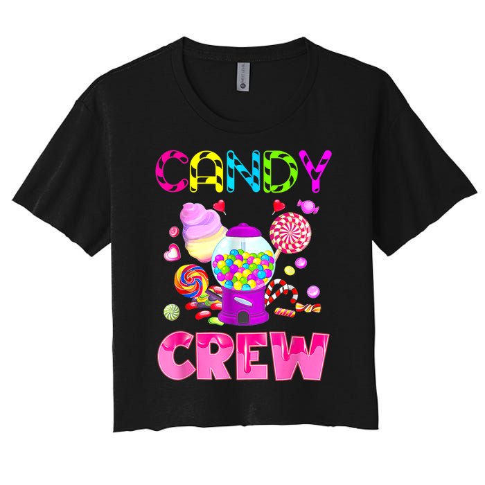 Candy Land Candy Crew Decorations Sweetie Candy Squad Women's Crop Top Tee