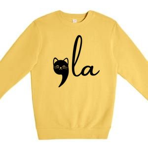 Comma La Cat Lady Kamala Harris Premium Crewneck Sweatshirt