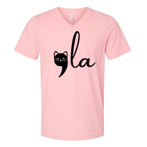 Comma La Cat Lady Kamala Harris V-Neck T-Shirt