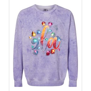 Christmas Lights Comma La Floral Kamala Harris Xmas 2024 Gift Colorblast Crewneck Sweatshirt