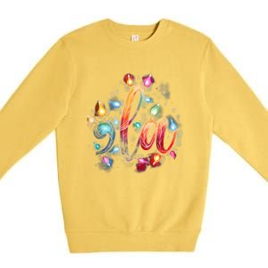 Christmas Lights Comma La Floral Kamala Harris Xmas 2024 Gift Premium Crewneck Sweatshirt