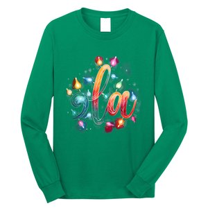 Christmas Lights Comma La Floral Kamala Harris Xmas 2024 Gift Long Sleeve Shirt