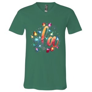 Christmas Lights Comma La Floral Kamala Harris Xmas 2024 Gift V-Neck T-Shirt