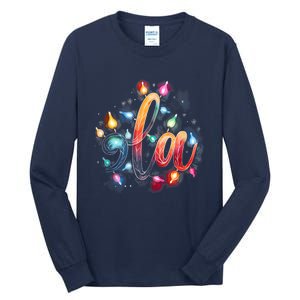 Christmas Lights Comma La Floral Kamala Harris Xmas 2024 Gift Tall Long Sleeve T-Shirt