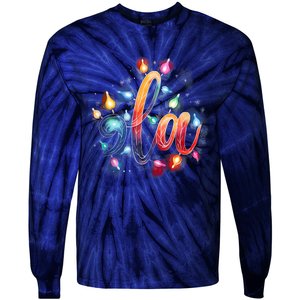 Christmas Lights Comma La Floral Kamala Harris Xmas 2024 Gift Tie-Dye Long Sleeve Shirt