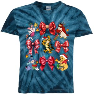 Christmas Lights Coquette Bows Pooh And Friends Coquette Kids Tie-Dye T-Shirt