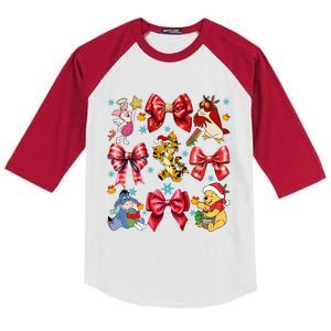 Christmas Lights Coquette Bows Pooh And Friends Coquette Kids Colorblock Raglan Jersey