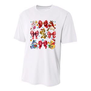 Christmas Lights Coquette Bows Pooh And Friends Coquette Youth Performance Sprint T-Shirt