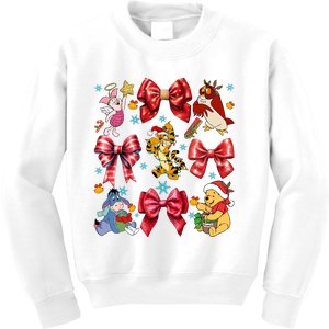 Christmas Lights Coquette Bows Pooh And Friends Coquette Kids Sweatshirt