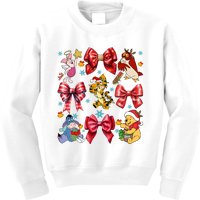 Christmas Lights Coquette Bows Pooh And Friends Coquette Kids Sweatshirt