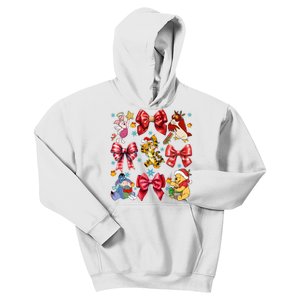 Christmas Lights Coquette Bows Pooh And Friends Coquette Kids Hoodie