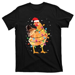 Christmas Lights Chicken Shirts Santa Funny Xmas Tree Chicken T-Shirt