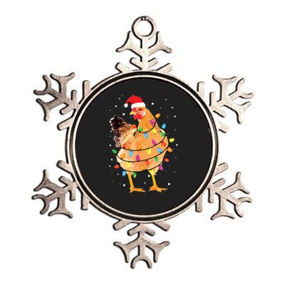 Christmas Lights Chicken Shirts Santa Funny Xmas Tree Chicken Metallic Star Ornament