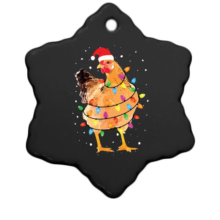 Christmas Lights Chicken Shirts Santa Funny Xmas Tree Chicken Ceramic Star Ornament