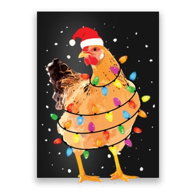 Christmas Lights Chicken Shirts Santa Funny Xmas Tree Chicken Poster