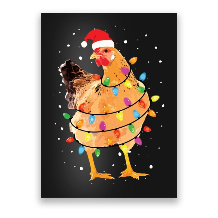 Christmas Lights Chicken Shirts Santa Funny Xmas Tree Chicken Poster