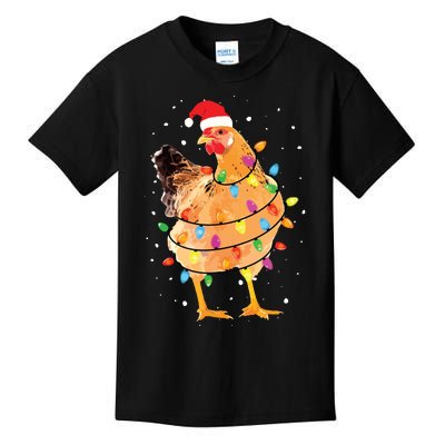 Christmas Lights Chicken Shirts Santa Funny Xmas Tree Chicken Kids T-Shirt