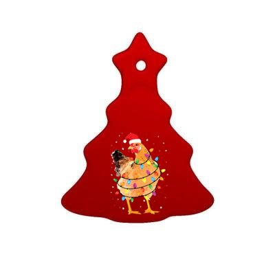 Christmas Lights Chicken Shirts Santa Funny Xmas Tree Chicken Ceramic Tree Ornament