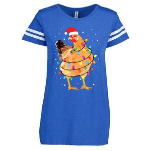 Christmas Lights Chicken Shirts Santa Funny Xmas Tree Chicken Enza Ladies Jersey Football T-Shirt