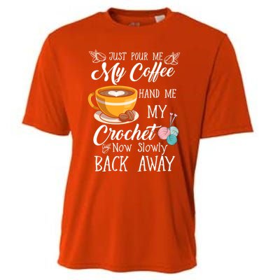 Coffee Lover Crochet Lady Crocheting Yarn Humor Meaningful Gift Cooling Performance Crew T-Shirt