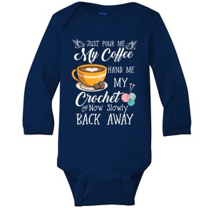 Coffee Lover Crochet Lady Crocheting Yarn Humor Meaningful Gift Baby Long Sleeve Bodysuit