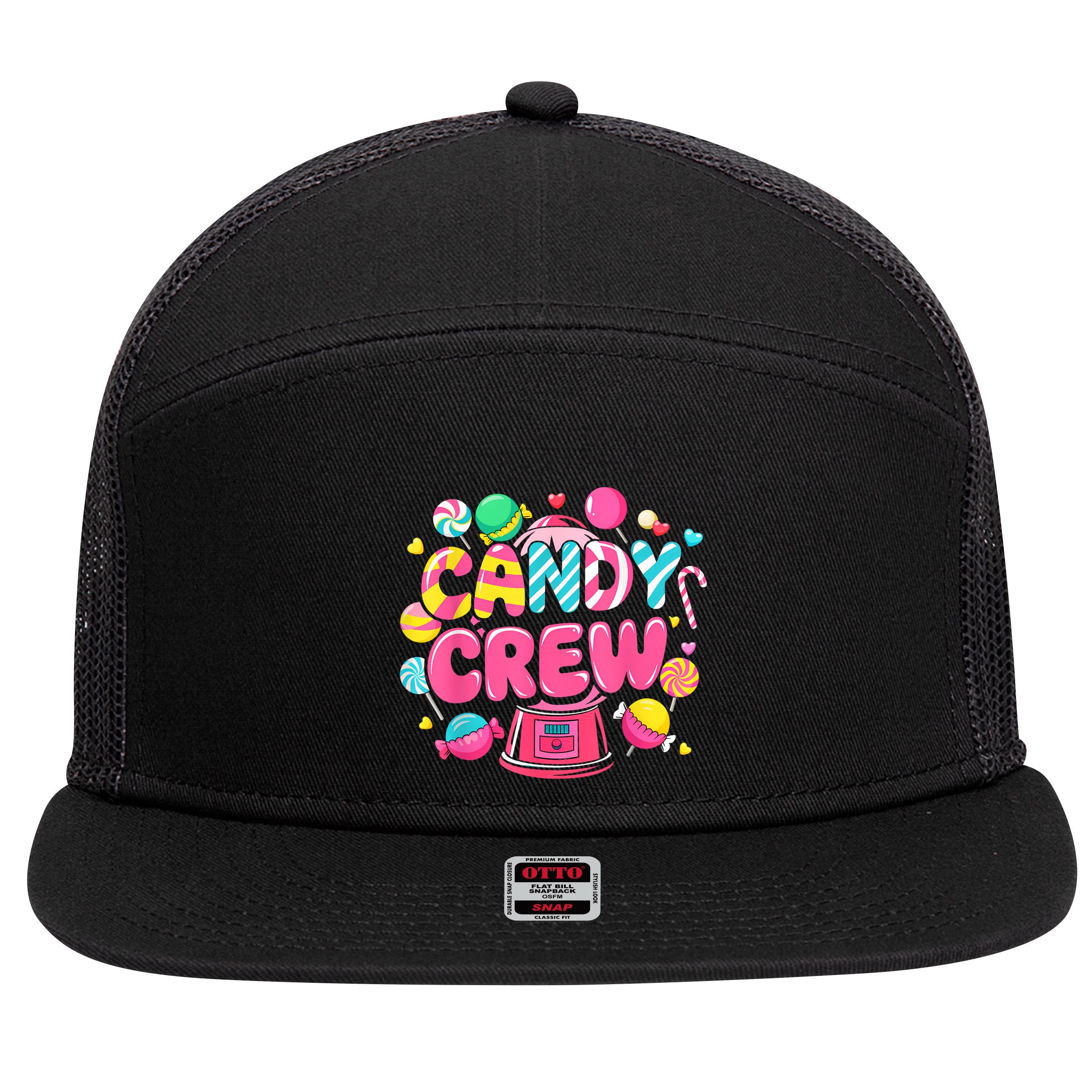 Candy Land Candy Crew Decorations Sweetie Candy Squad Party 7 Panel Mesh Trucker Snapback Hat