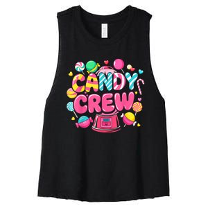 Candy Land Candy Crew Decorations Sweetie Candy Squad Party Women's Racerback Cropped Tank