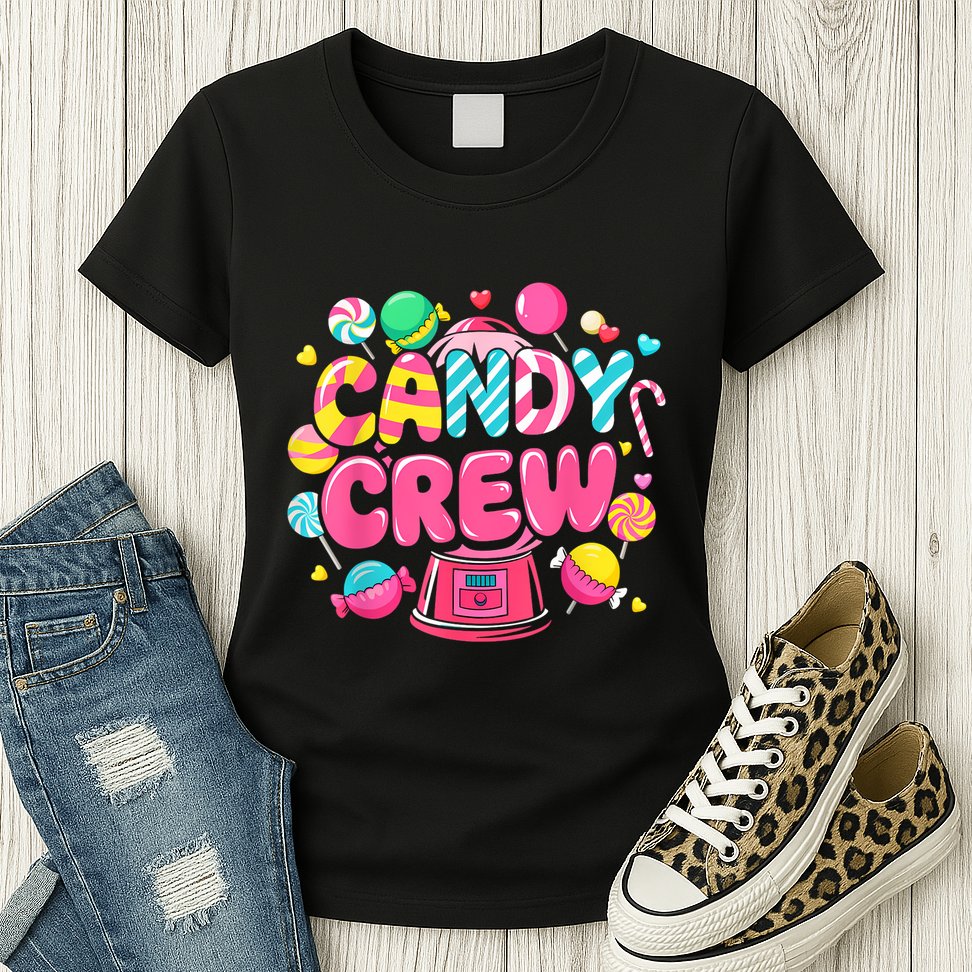 Candy Land Candy Crew Decorations Sweetie Candy Squad Party Womens T-Shirt