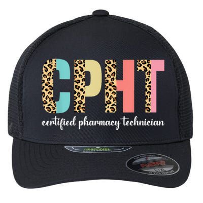 CPHT Leopard Certified Pharmacy Technician Flexfit Unipanel Trucker Cap