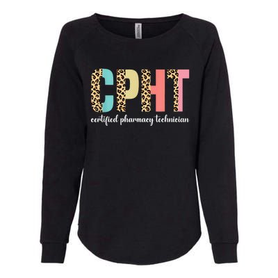 CPHT Leopard Certified Pharmacy Technician Womens California Wash Sweatshirt