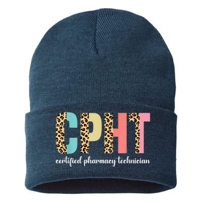 CPHT Leopard Certified Pharmacy Technician Sustainable Knit Beanie