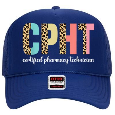 CPHT Leopard Certified Pharmacy Technician High Crown Mesh Back Trucker Hat