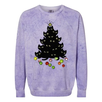 Cat Lovers Cute And Funny Holiday Tree Christmas Colorblast Crewneck Sweatshirt