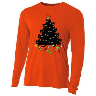 Cat Lovers Cute And Funny Holiday Tree Christmas Cooling Performance Long Sleeve Crew